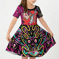 Personalized Sydney Sixers Cricket Kid Short Sleeve Dress Hippie Psychedelic Pattern Vibrant Mandala Art Style