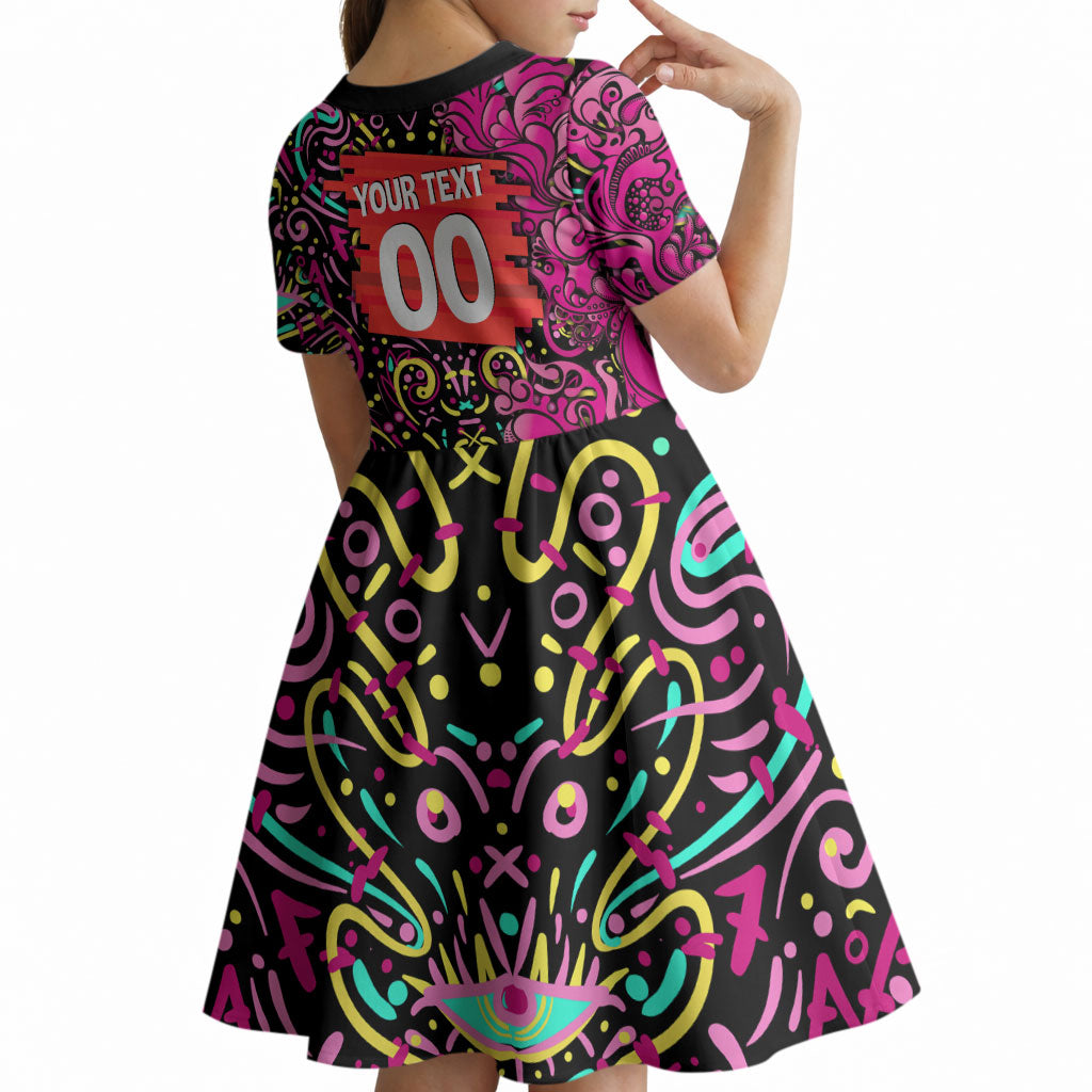Personalized Sydney Sixers Cricket Kid Short Sleeve Dress Hippie Psychedelic Pattern Vibrant Mandala Art Style
