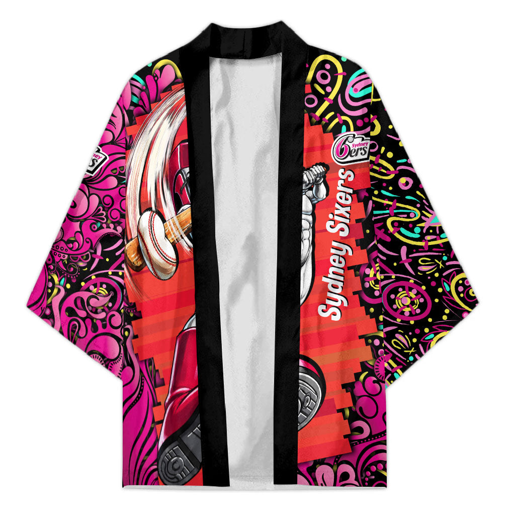 Personalized Sydney Sixers Cricket Kimono Hippie Psychedelic Pattern Vibrant Mandala Art Style