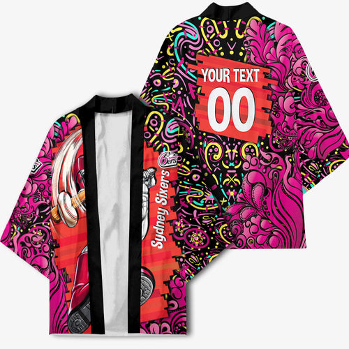 Personalized Sydney Sixers Cricket Kimono Hippie Psychedelic Pattern Vibrant Mandala Art Style