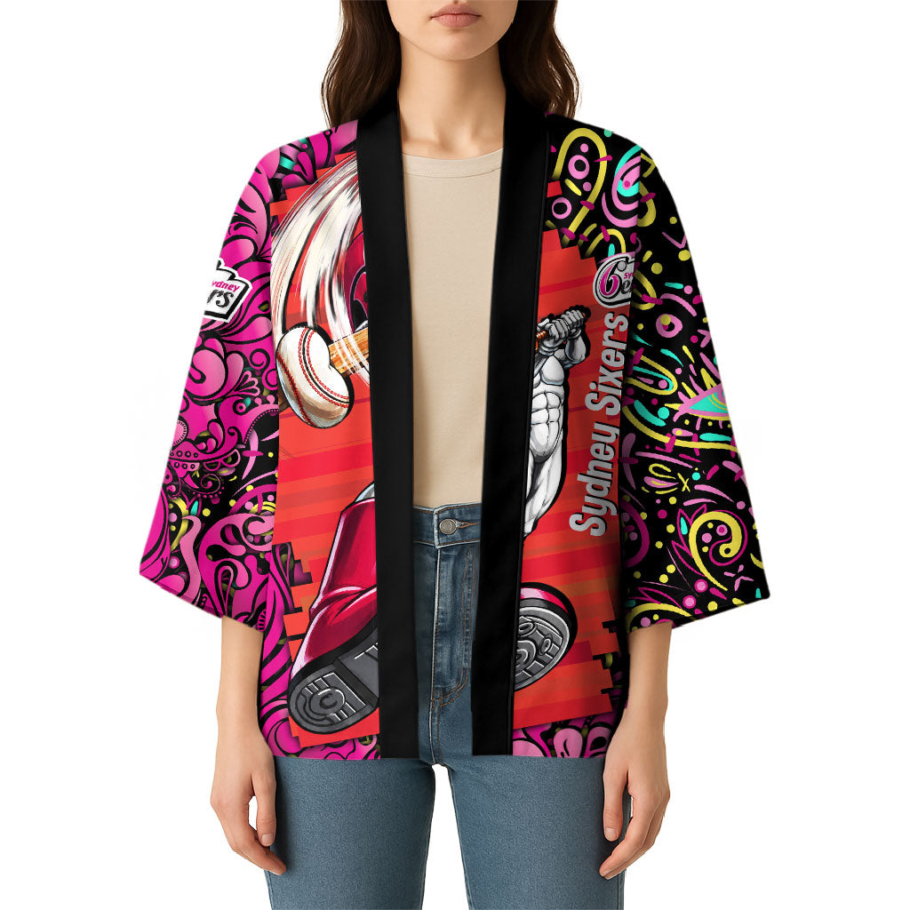Personalized Sydney Sixers Cricket Kimono Hippie Psychedelic Pattern Vibrant Mandala Art Style