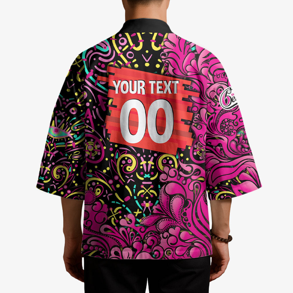Personalized Sydney Sixers Cricket Kimono Hippie Psychedelic Pattern Vibrant Mandala Art Style