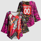 Personalized Sydney Sixers Cricket Kimono Sleeve Blouse Hippie Psychedelic Pattern Vibrant Mandala Art Style