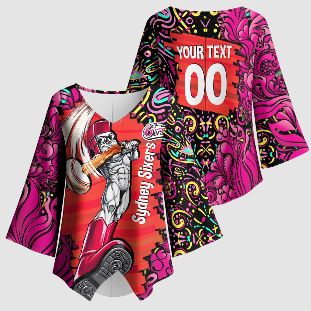 Personalized Sydney Sixers Cricket Kimono Sleeve Blouse Hippie Psychedelic Pattern Vibrant Mandala Art Style