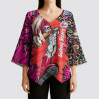 Personalized Sydney Sixers Cricket Kimono Sleeve Blouse Hippie Psychedelic Pattern Vibrant Mandala Art Style