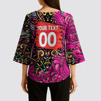 Personalized Sydney Sixers Cricket Kimono Sleeve Blouse Hippie Psychedelic Pattern Vibrant Mandala Art Style