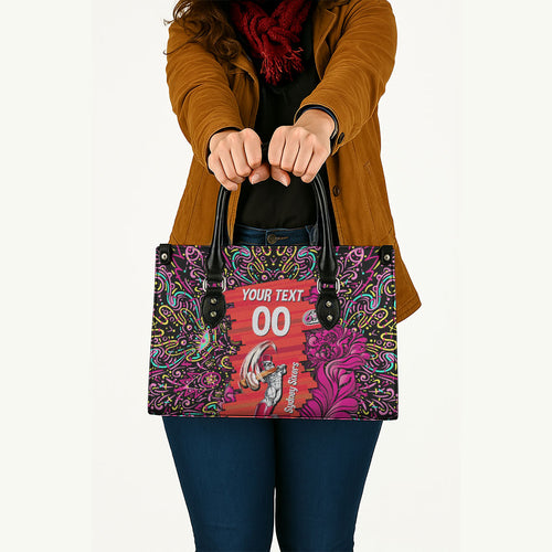 Personalized Sydney Sixers Cricket Leather Bag Hippie Psychedelic Pattern Vibrant Mandala Art Style
