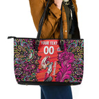 Personalized Sydney Sixers Cricket Leather Tote Bag Hippie Psychedelic Pattern Vibrant Mandala Art Style