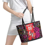 Personalized Sydney Sixers Cricket Leather Tote Bag Hippie Psychedelic Pattern Vibrant Mandala Art Style