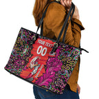 Personalized Sydney Sixers Cricket Leather Tote Bag Hippie Psychedelic Pattern Vibrant Mandala Art Style
