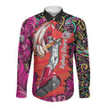 Personalized Sydney Sixers Cricket Long Sleeve Button Shirt Hippie Psychedelic Pattern Vibrant Mandala Art Style