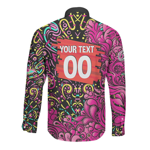 Personalized Sydney Sixers Cricket Long Sleeve Button Shirt Hippie Psychedelic Pattern Vibrant Mandala Art Style