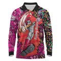 Personalized Sydney Sixers Cricket Long Sleeve Polo Shirt Hippie Psychedelic Pattern Vibrant Mandala Art Style