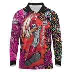 Personalized Sydney Sixers Cricket Long Sleeve Polo Shirt Hippie Psychedelic Pattern Vibrant Mandala Art Style