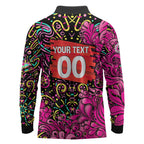 Personalized Sydney Sixers Cricket Long Sleeve Polo Shirt Hippie Psychedelic Pattern Vibrant Mandala Art Style