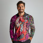 Personalized Sydney Sixers Cricket Long Sleeve Polo Shirt Hippie Psychedelic Pattern Vibrant Mandala Art Style