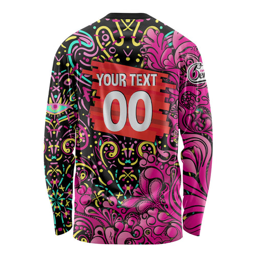 Personalized Sydney Sixers Cricket Long Sleeve Shirt Hippie Psychedelic Pattern Vibrant Mandala Art Style