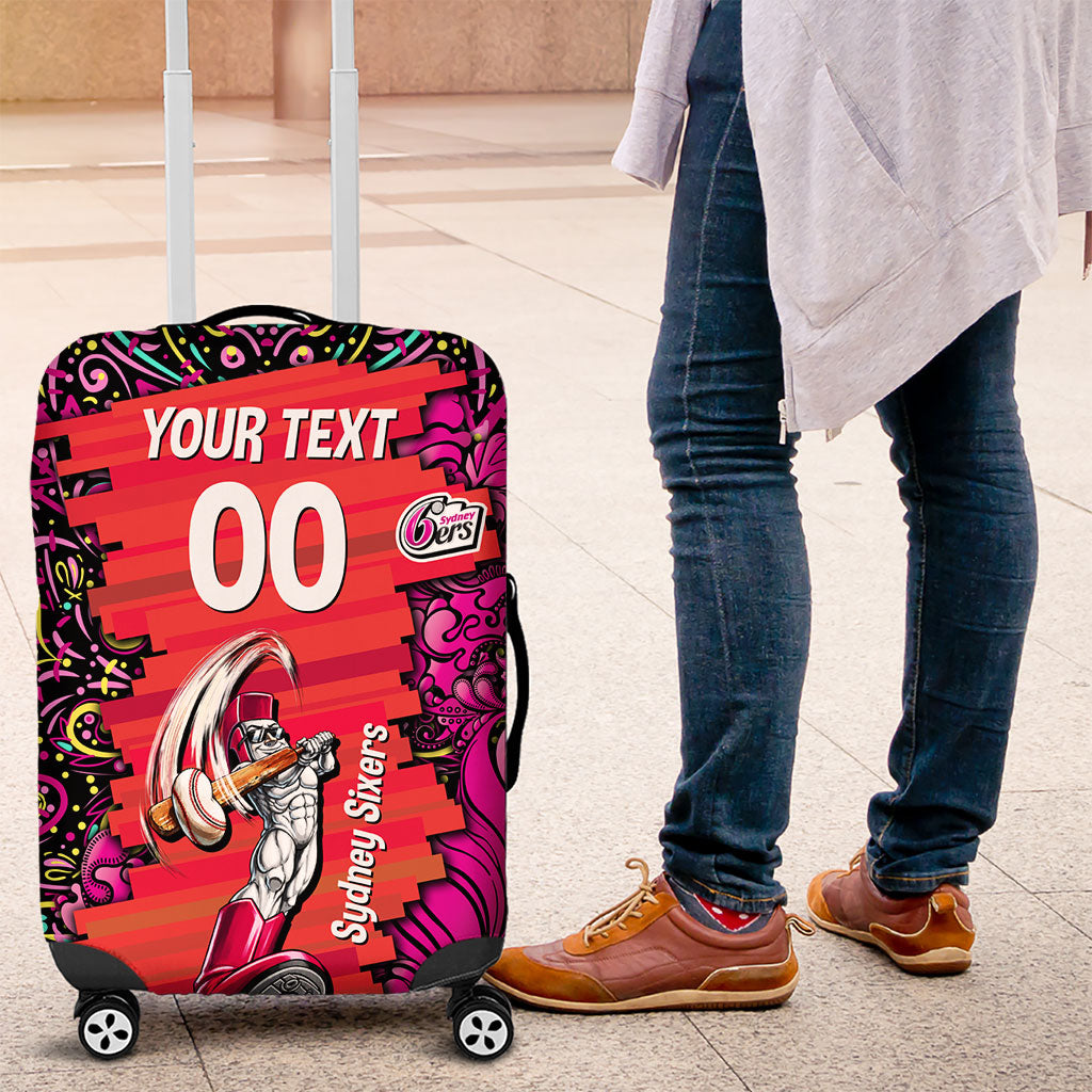 Personalized Sydney Sixers Cricket Luggage Cover Hippie Psychedelic Pattern Vibrant Mandala Art Style