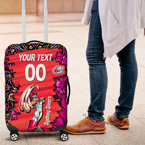 Personalized Sydney Sixers Cricket Luggage Cover Hippie Psychedelic Pattern Vibrant Mandala Art Style