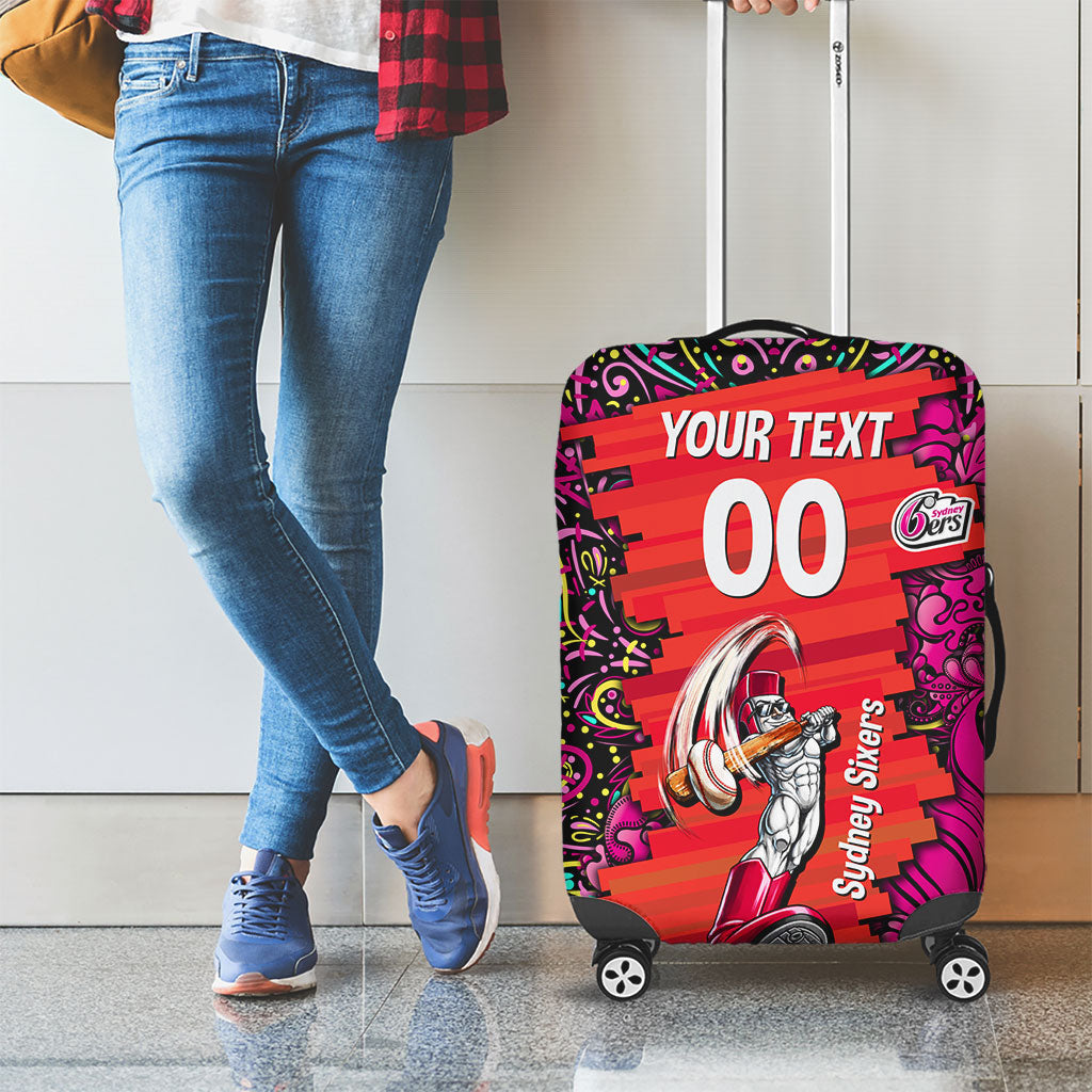 Personalized Sydney Sixers Cricket Luggage Cover Hippie Psychedelic Pattern Vibrant Mandala Art Style