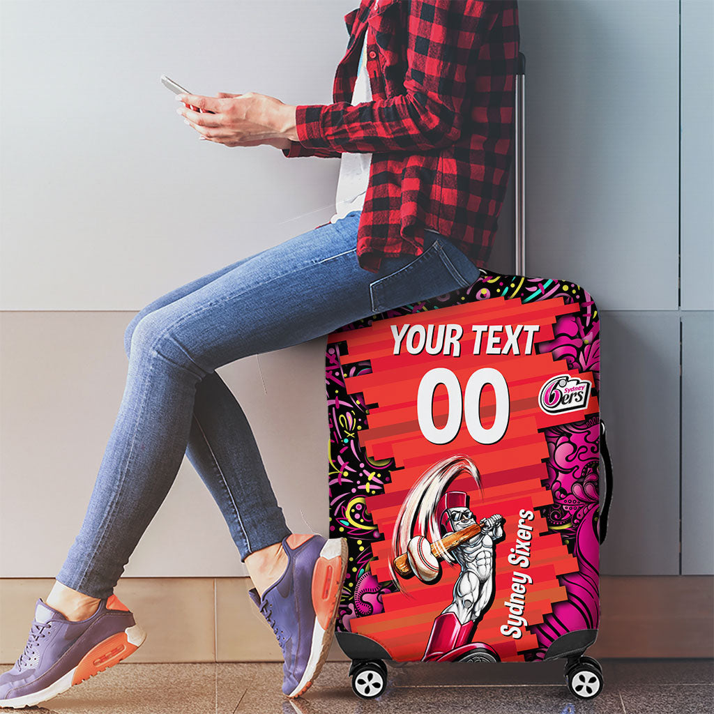 Personalized Sydney Sixers Cricket Luggage Cover Hippie Psychedelic Pattern Vibrant Mandala Art Style
