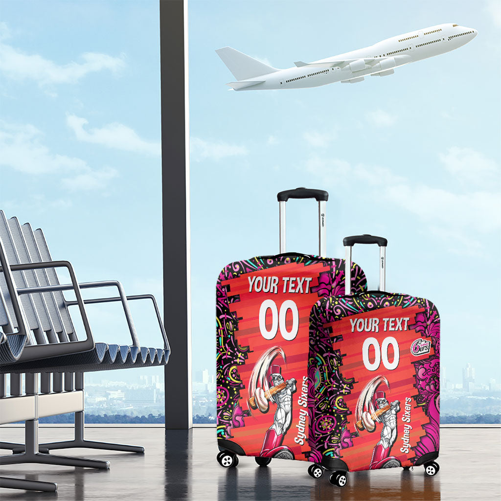 Personalized Sydney Sixers Cricket Luggage Cover Hippie Psychedelic Pattern Vibrant Mandala Art Style