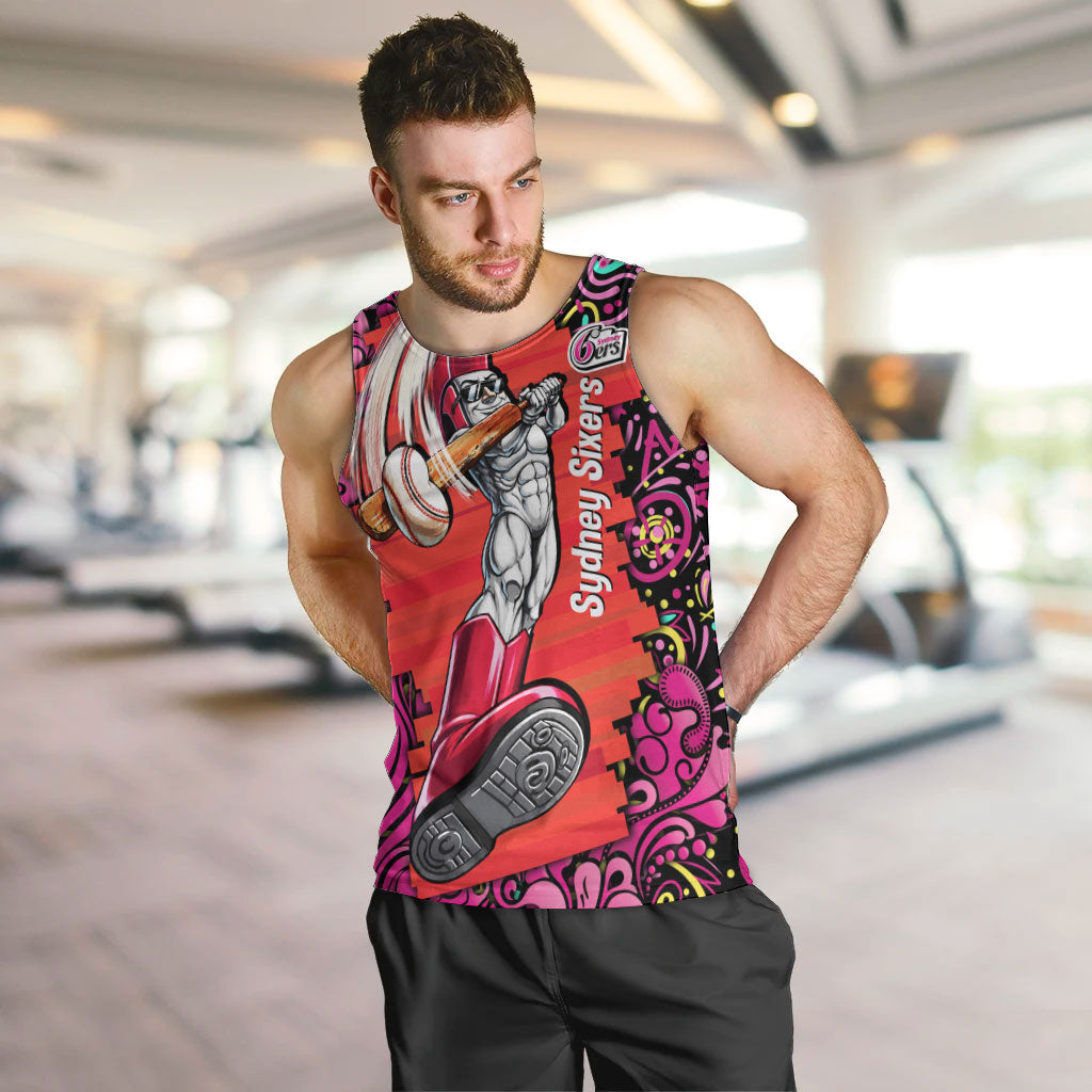 Personalized Sydney Sixers Cricket Men Tank Top Hippie Psychedelic Pattern Vibrant Mandala Art Style