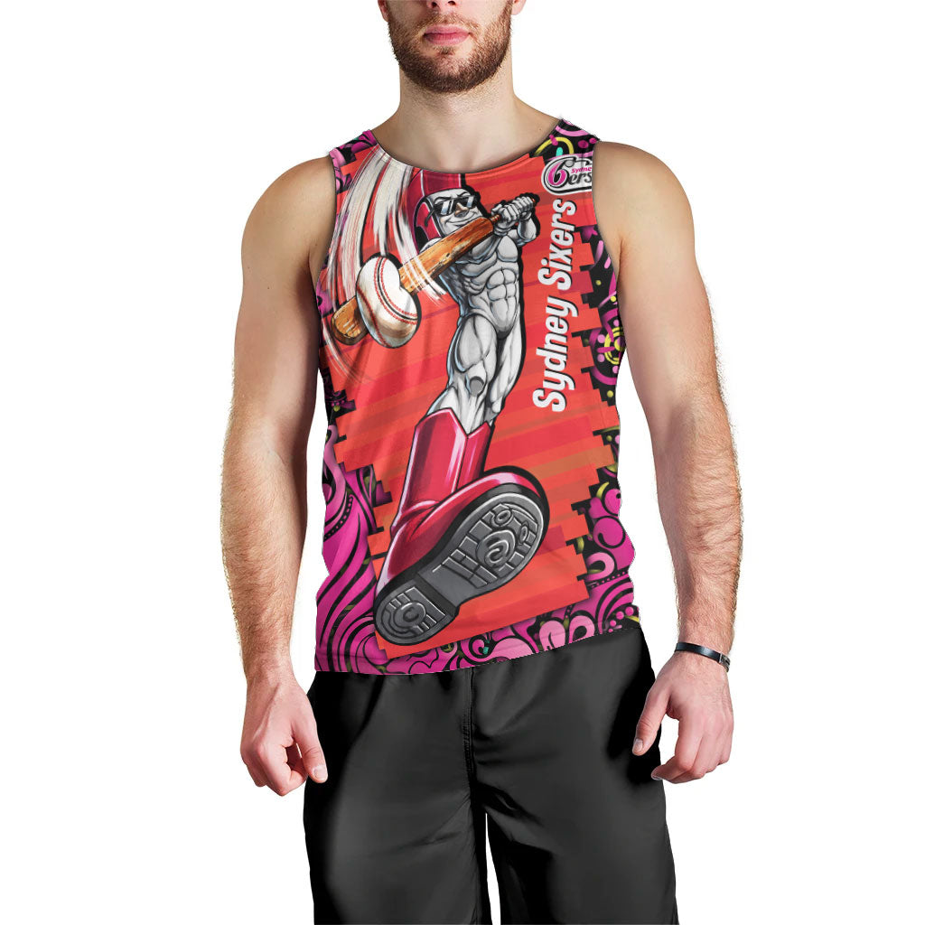 Personalized Sydney Sixers Cricket Men Tank Top Hippie Psychedelic Pattern Vibrant Mandala Art Style