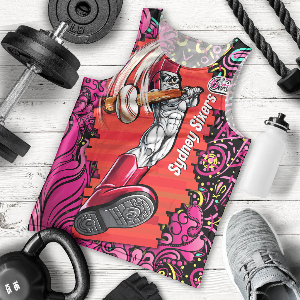 Personalized Sydney Sixers Cricket Men Tank Top Hippie Psychedelic Pattern Vibrant Mandala Art Style