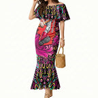 Personalized Sydney Sixers Cricket Mermaid Dress Hippie Psychedelic Pattern Vibrant Mandala Art Style