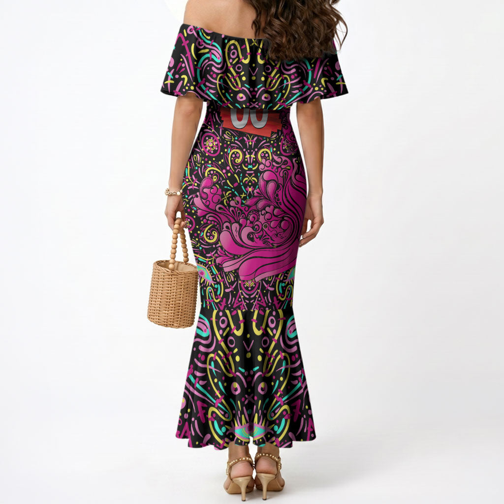 Personalized Sydney Sixers Cricket Mermaid Dress Hippie Psychedelic Pattern Vibrant Mandala Art Style