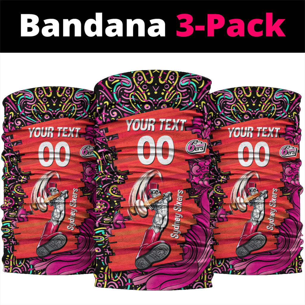 Personalized Sydney Sixers Cricket Neck Gaiter Hippie Psychedelic Pattern Vibrant Mandala Art Style