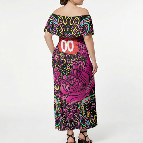 Personalized Sydney Sixers Cricket Off Shoulder Maxi Dress Hippie Psychedelic Pattern Vibrant Mandala Art Style