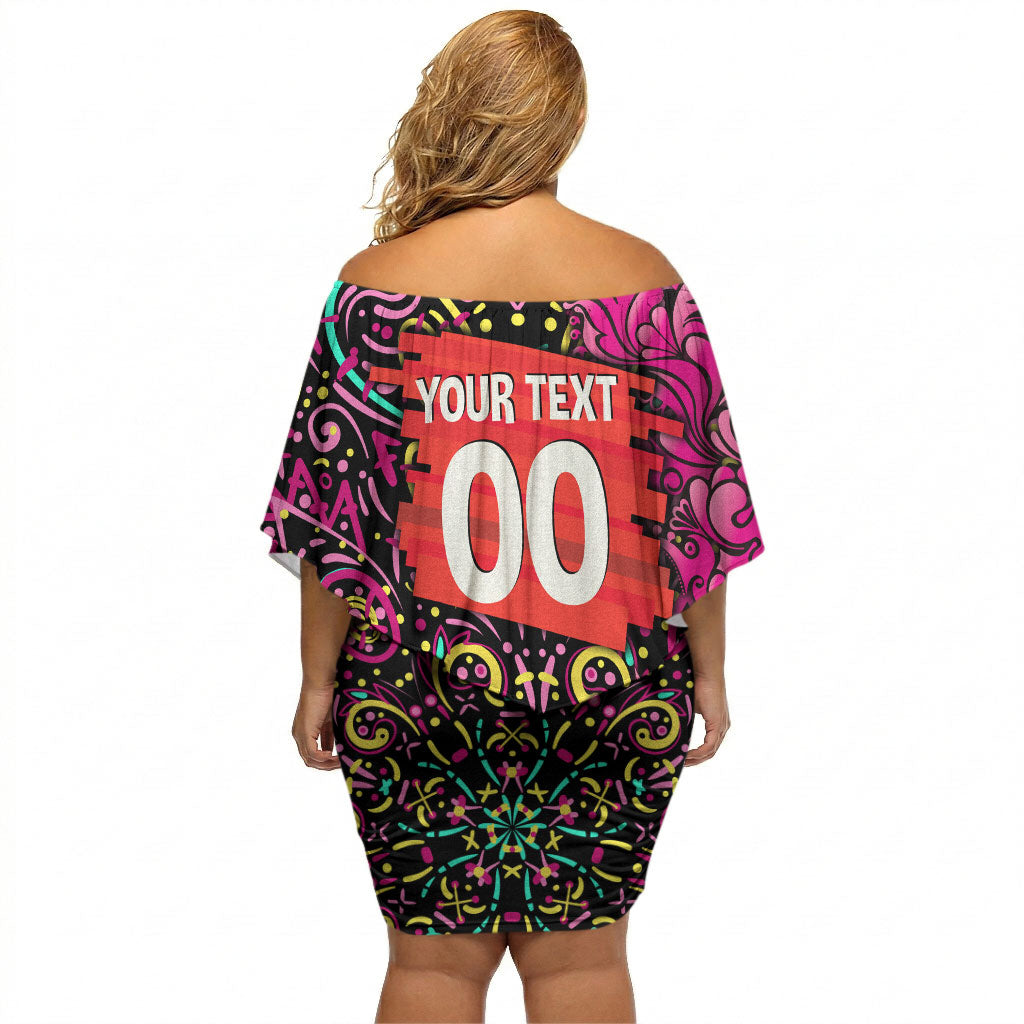 Personalized Sydney Sixers Cricket Off Shoulder Short Dress Hippie Psychedelic Pattern Vibrant Mandala Art Style