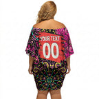 Personalized Sydney Sixers Cricket Off Shoulder Short Dress Hippie Psychedelic Pattern Vibrant Mandala Art Style