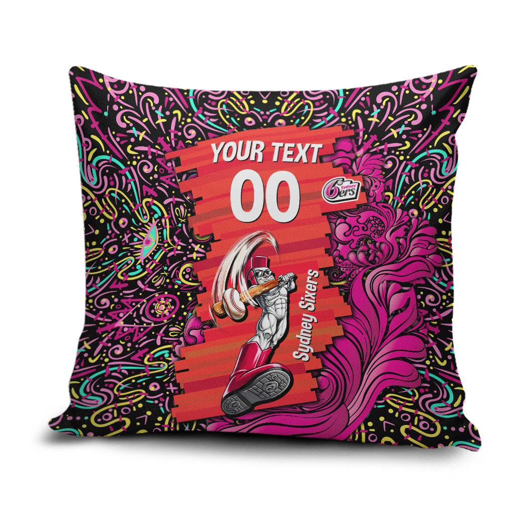 Personalized Sydney Sixers Cricket Pillow Cover Hippie Psychedelic Pattern Vibrant Mandala Art Style