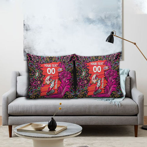 Personalized Sydney Sixers Cricket Pillow Cover Hippie Psychedelic Pattern Vibrant Mandala Art Style