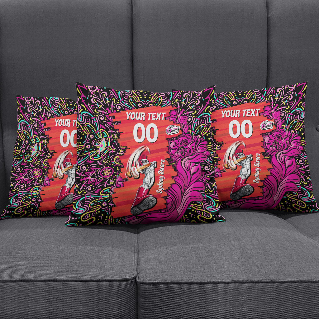 Personalized Sydney Sixers Cricket Pillow Cover Hippie Psychedelic Pattern Vibrant Mandala Art Style