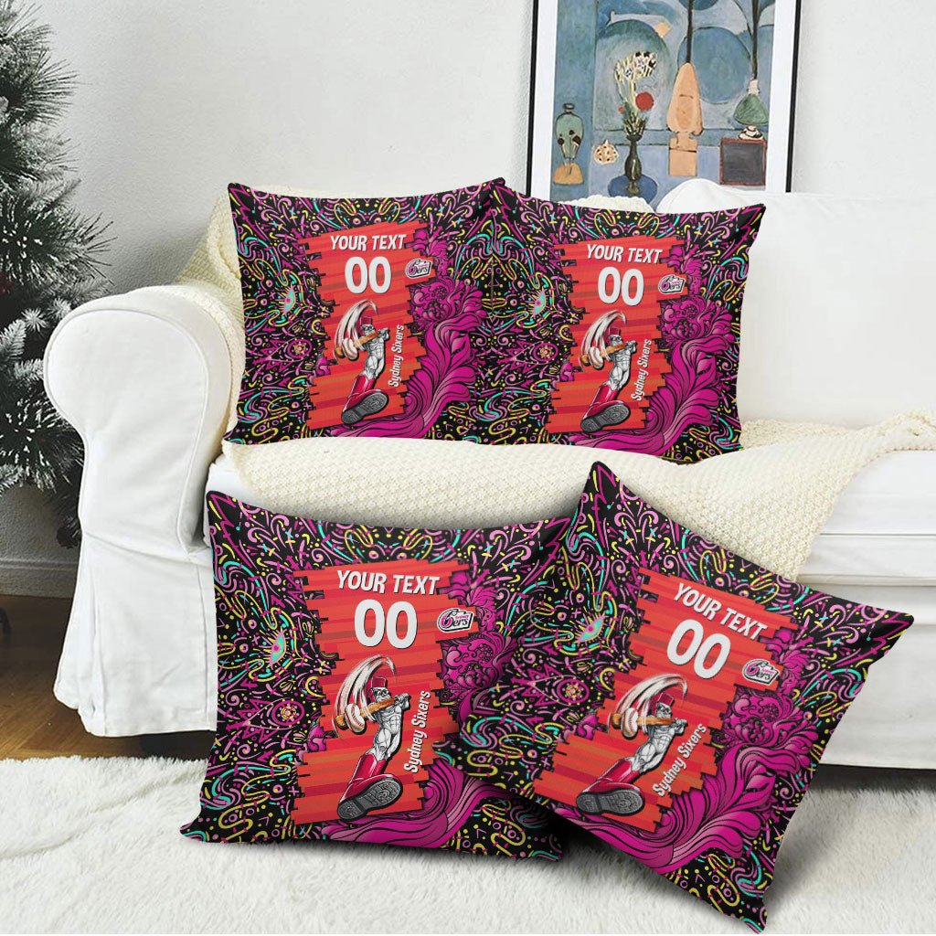 Personalized Sydney Sixers Cricket Pillow Cover Hippie Psychedelic Pattern Vibrant Mandala Art Style