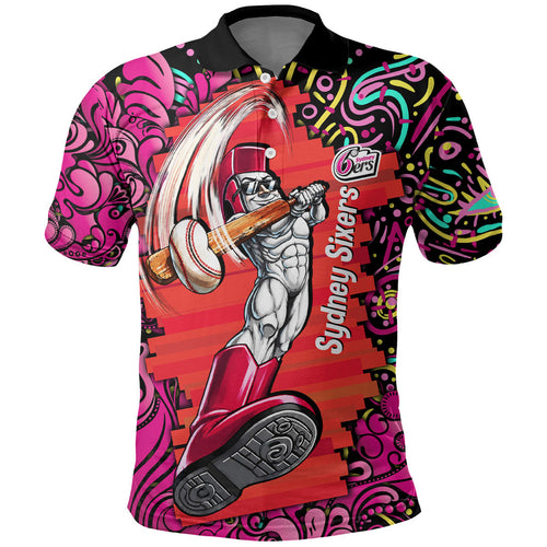 Personalized Sydney Sixers Cricket Polo Shirt Hippie Psychedelic Pattern Vibrant Mandala Art Style