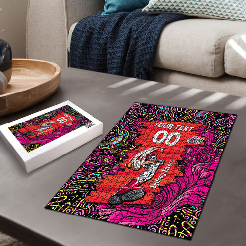 Personalized Sydney Sixers Cricket Puzzle Hippie Psychedelic Pattern Vibrant Mandala Art Style