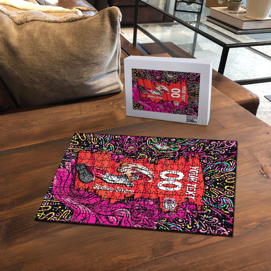 Personalized Sydney Sixers Cricket Puzzle Hippie Psychedelic Pattern Vibrant Mandala Art Style