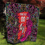 Personalized Sydney Sixers Cricket Quilt Hippie Psychedelic Pattern Vibrant Mandala Art Style