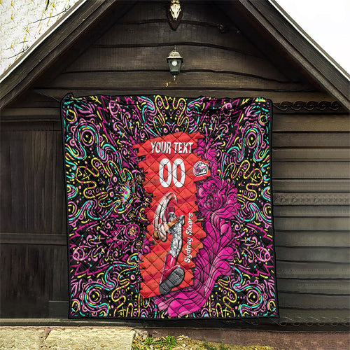Personalized Sydney Sixers Cricket Quilt Hippie Psychedelic Pattern Vibrant Mandala Art Style