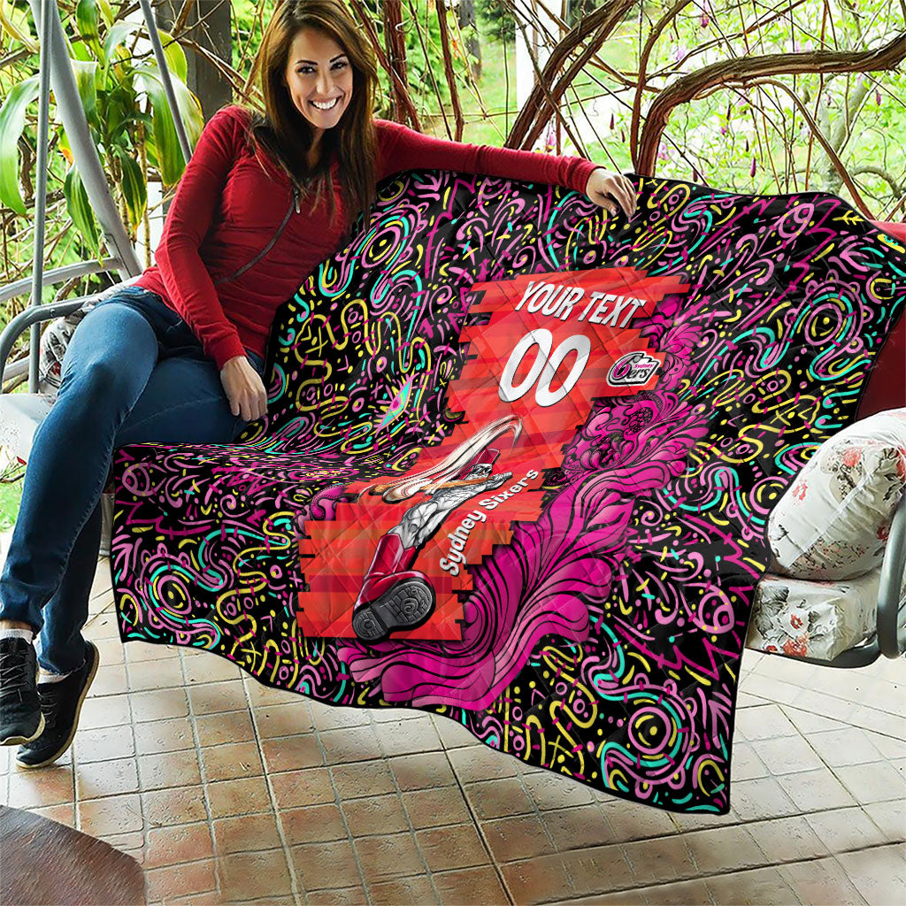 Personalized Sydney Sixers Cricket Quilt Hippie Psychedelic Pattern Vibrant Mandala Art Style