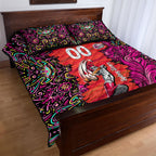 Personalized Sydney Sixers Cricket Quilt Bed Set Hippie Psychedelic Pattern Vibrant Mandala Art Style