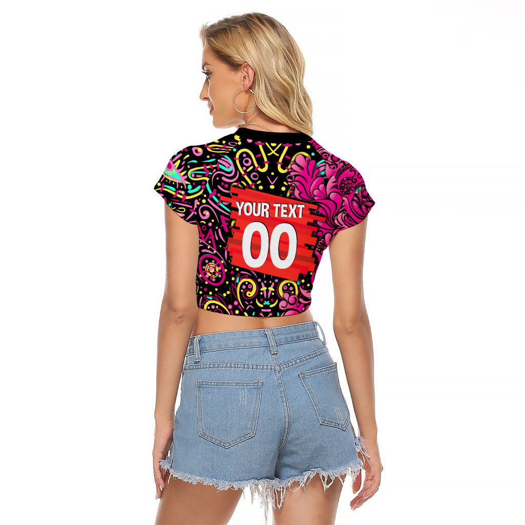 Personalized Sydney Sixers Cricket Raglan Cropped T Shirt Hippie Psychedelic Pattern Vibrant Mandala Art Style
