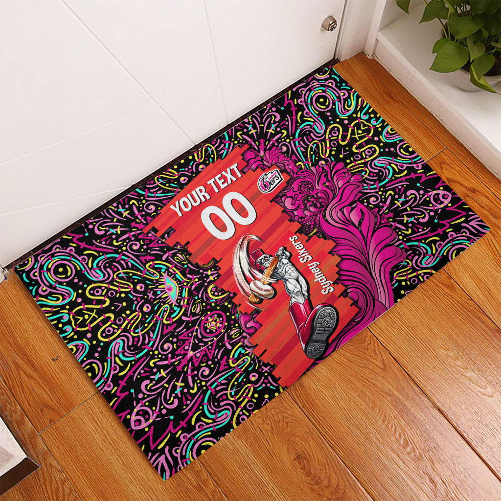 Personalized Sydney Sixers Cricket Rubber Doormat Hippie Psychedelic Pattern Vibrant Mandala Art Style