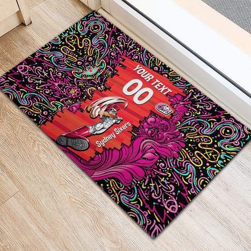 Personalized Sydney Sixers Cricket Rubber Doormat Hippie Psychedelic Pattern Vibrant Mandala Art Style