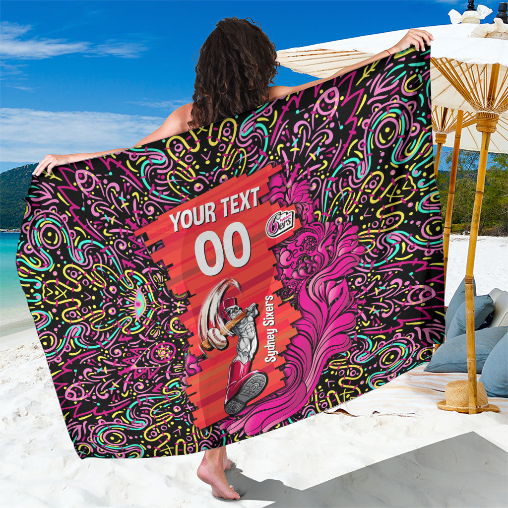 Personalized Sydney Sixers Cricket Sarong Hippie Psychedelic Pattern Vibrant Mandala Art Style